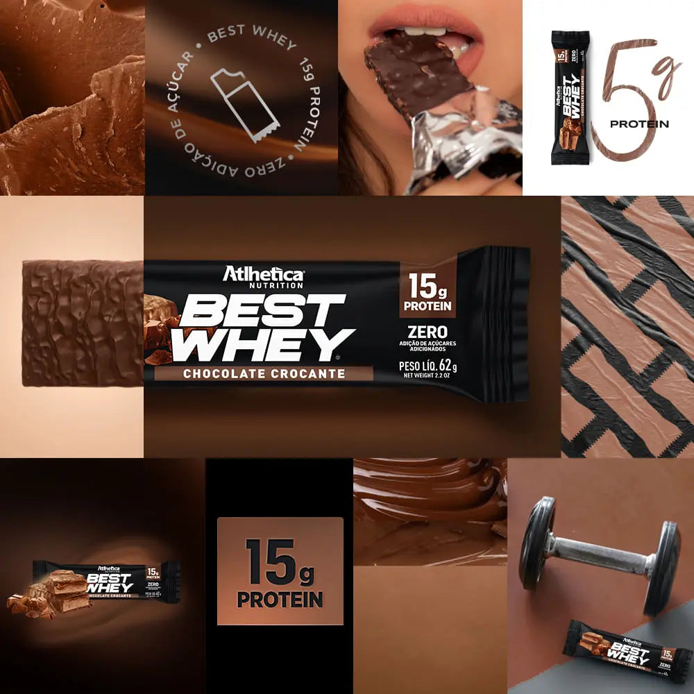 Barra de Proteína - Atlhetica Nutrition – Best Whey Bar – 15g de Proteína (Display com 12 unidades)