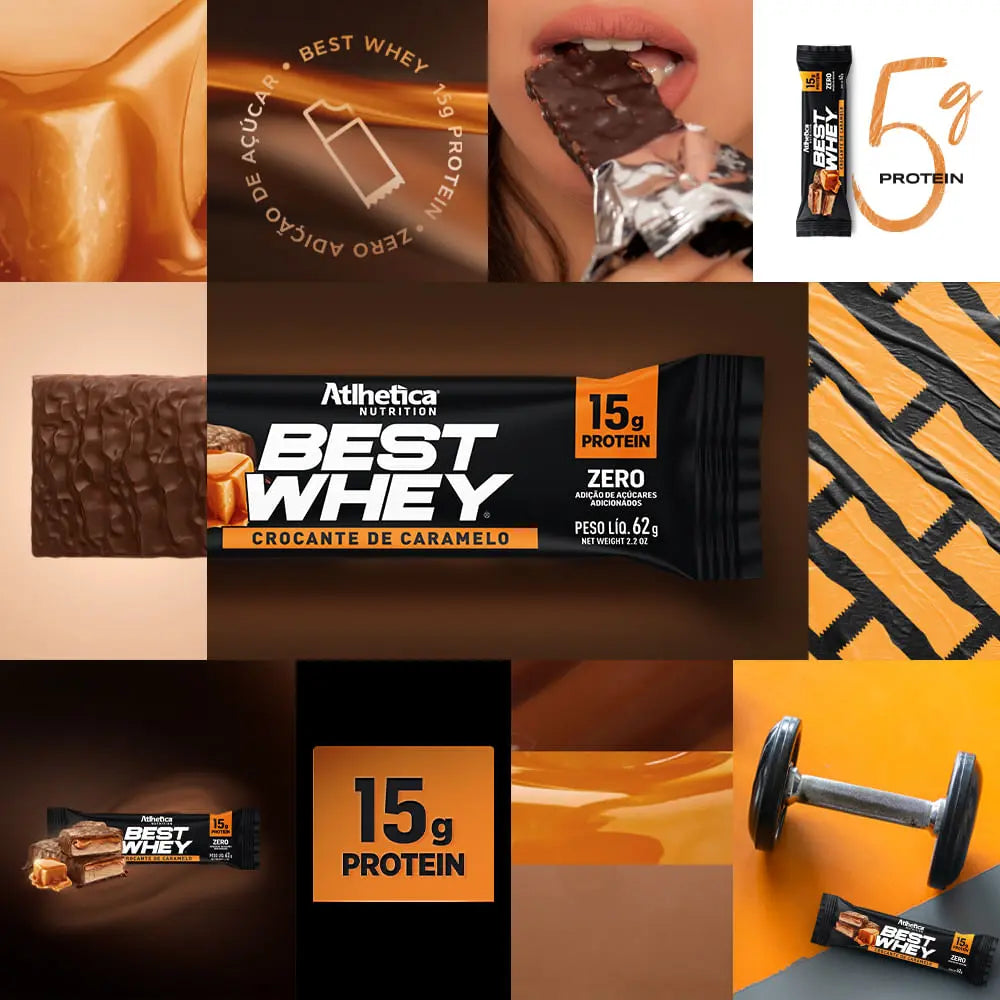 Barra de Proteína - Atlhetica Nutrition – Best Whey Bar – 15g de Proteína (Display com 12 unidades)