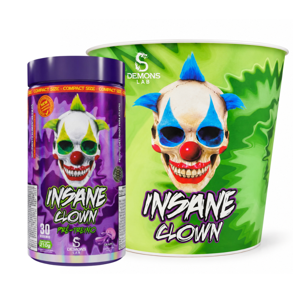 Pré Treino Demons Lab Insane Clown 210g + Balde Pipoca 2,5L