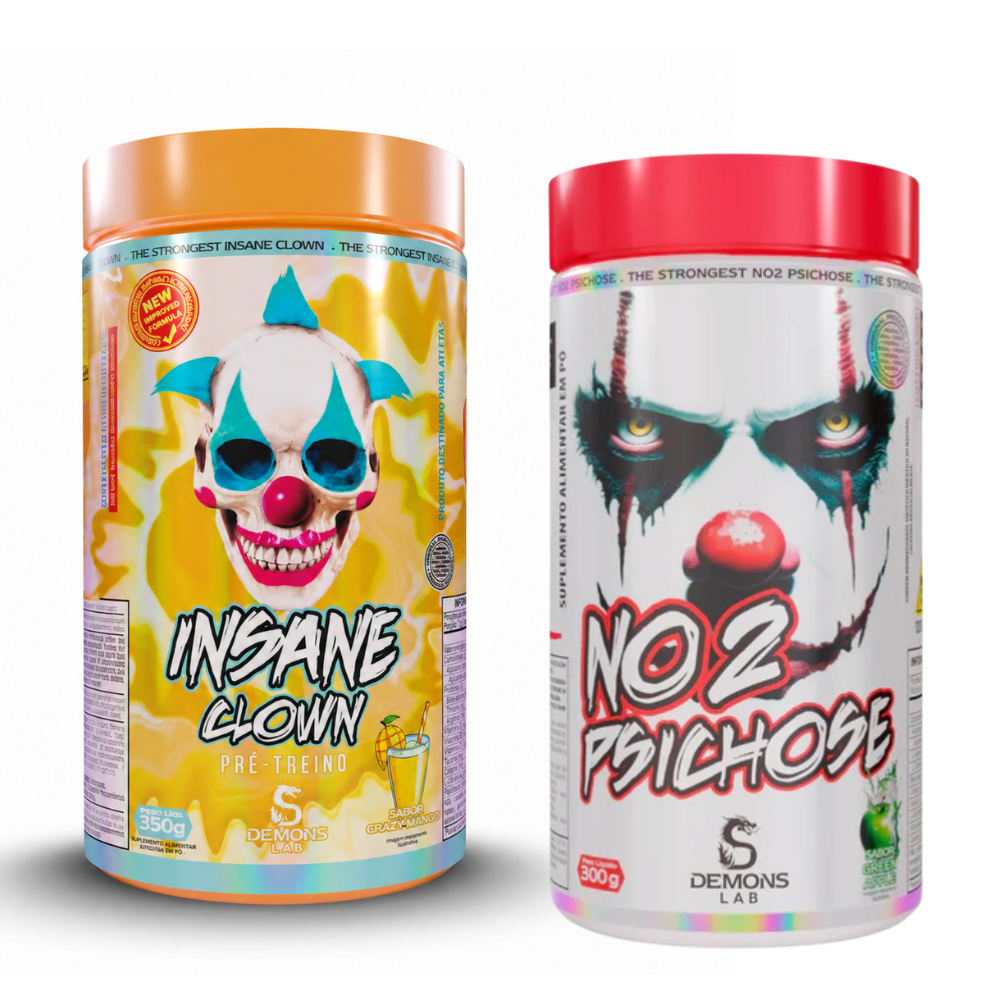 Kit Pré Treino Demons Lab Insane Clown 350g + NO2 Psichose 300g - HOTBODY