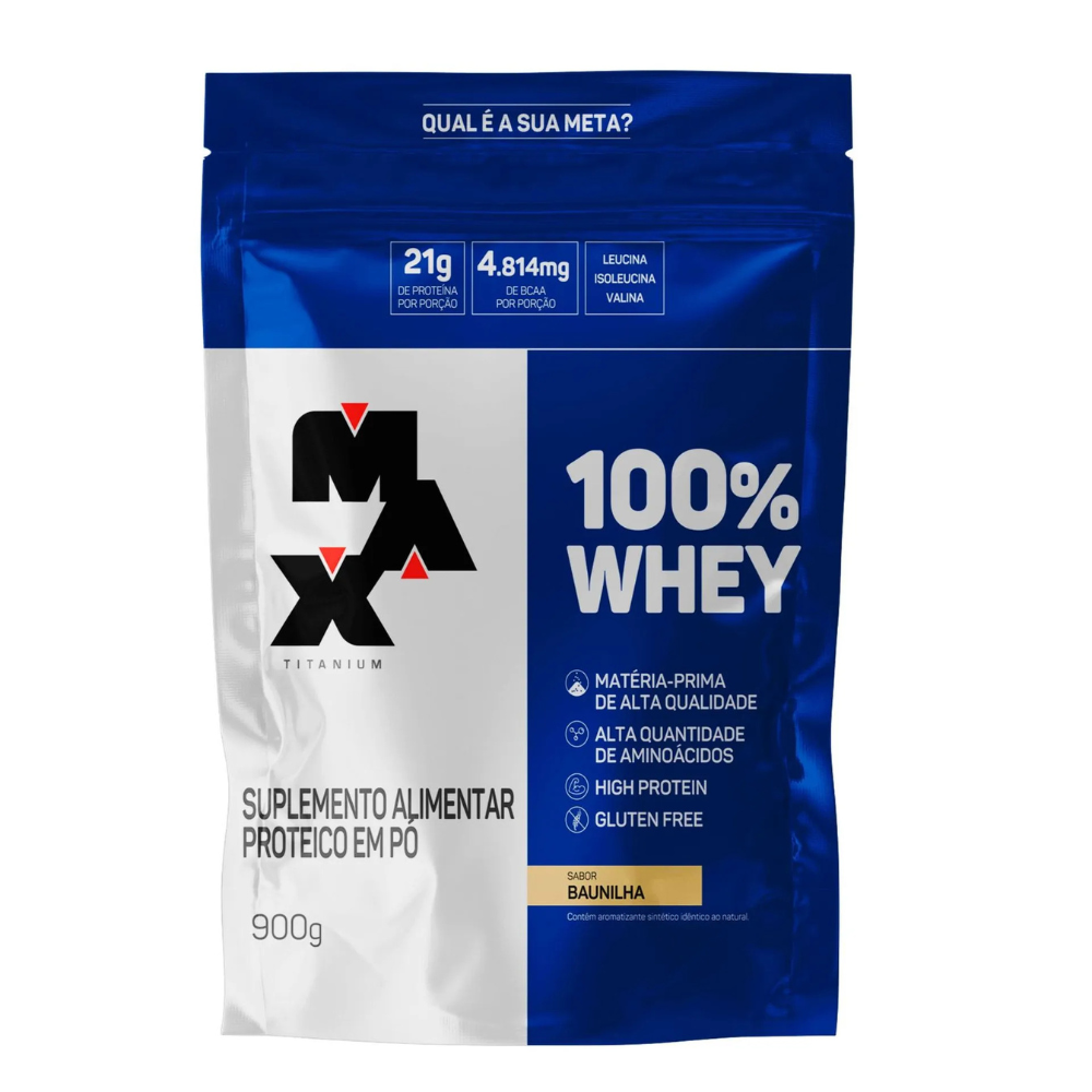 Whey Protein - Refil 100% Whey Concentrado 900g - Max Titanium
