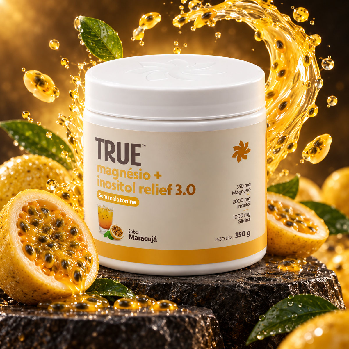 MAGNÉSIO + INOSITOL RELIEF 3.0 - 350G MARACUJÁ SEM MELATONINA - TRUE SOURCE