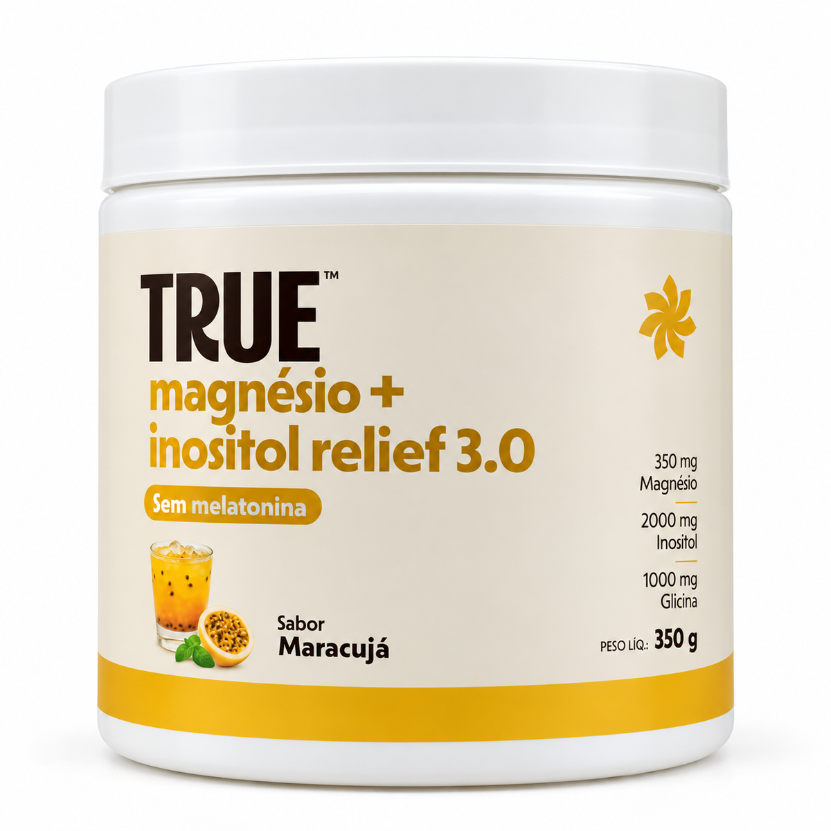 MAGNÉSIO + INOSITOL RELIEF 3.0 - 350G MARACUJÁ SEM MELATONINA - TRUE SOURCE