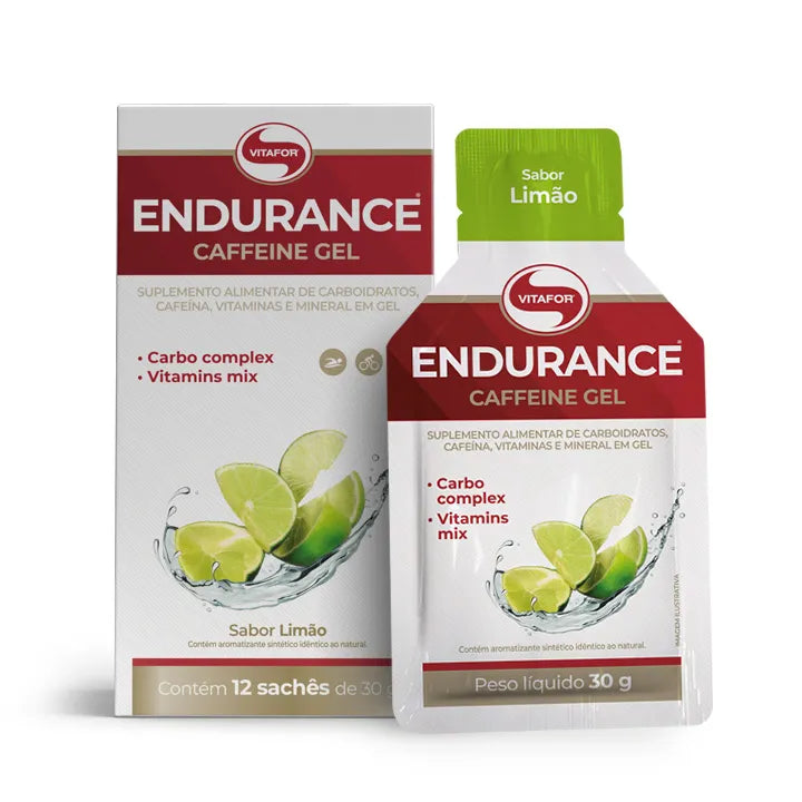 Pré Treino - Endurance Caffeine gel - 12 sachês 30g - Vitafor - HOTBODY