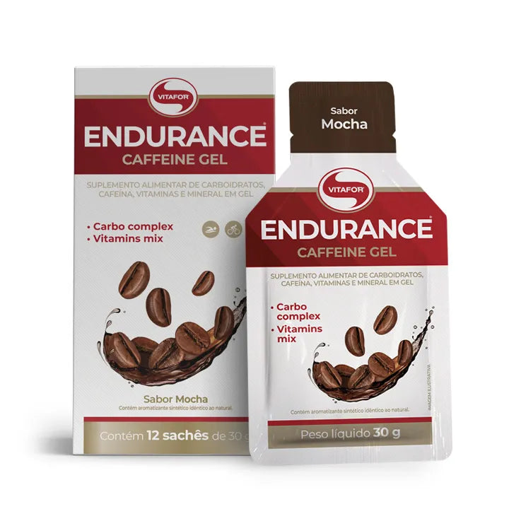 Pré Treino - Endurance Caffeine gel - 12 sachês 30g - Vitafor - HOTBODY