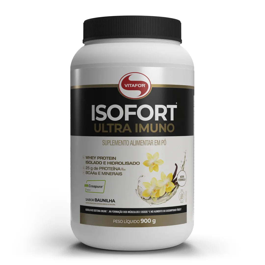 Proteína - Whey Protein Isolado e Hidrolisado - Isofort Ultra Imuno - 900g - Vitafor - HOTBODY