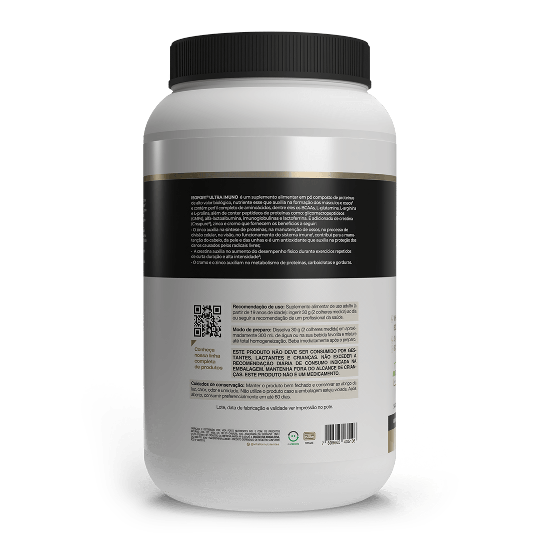 Proteína - Whey Protein Isolado e Hidrolisado - Isofort Ultra Imuno - 900g - Vitafor - HOTBODY