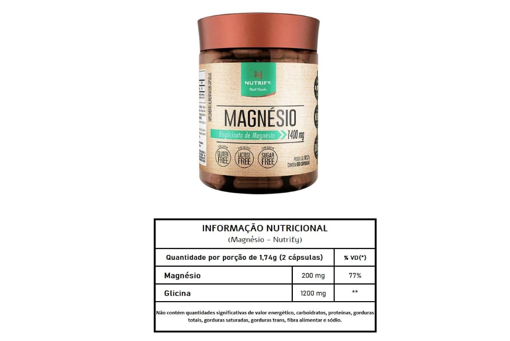 Kit 2X: Magnésio Bisglicinato Nutrify 60 Cápsulas - HOTBODY