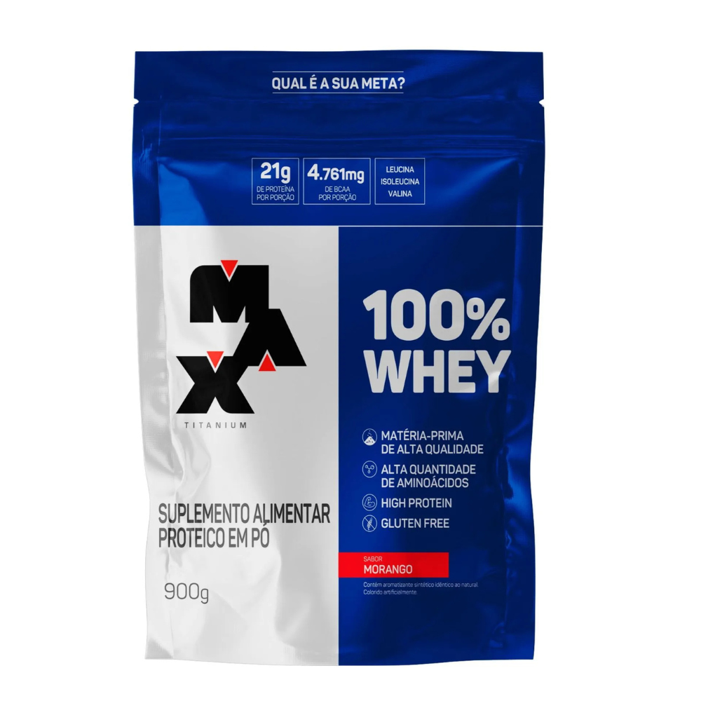 Whey Protein - Refil 100% Whey Concentrado 900g - Max Titanium