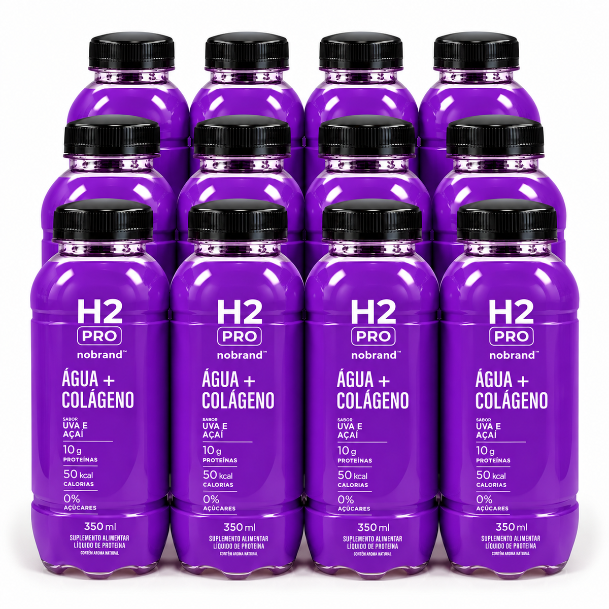 KIT 12X - H2PRO ÁGUA + COLÁGENO 350ML - NOBRAND