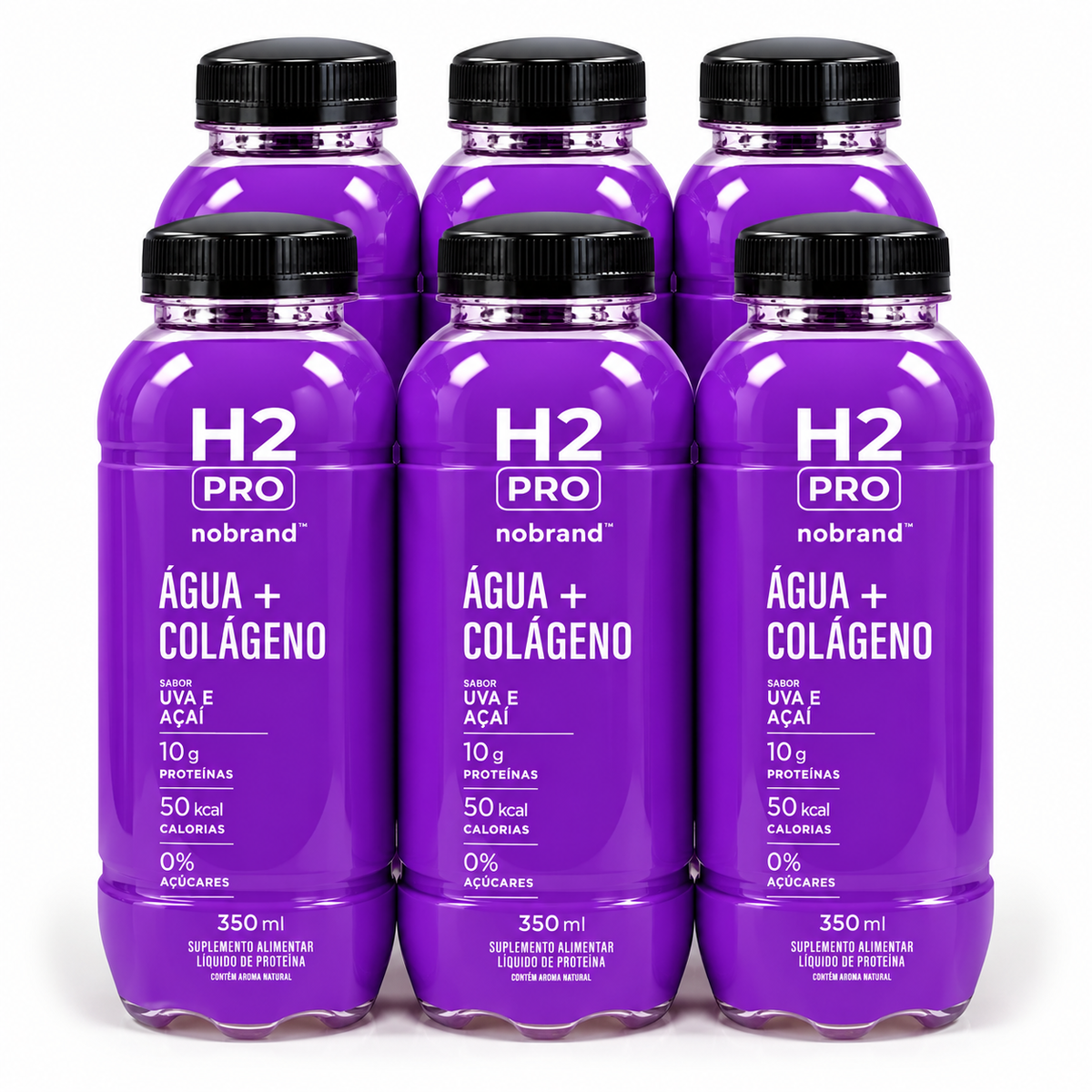 KIT 6x - H2PRO ÁGUA + COLÁGENO 350ML - NOBRAND - HOTBODY