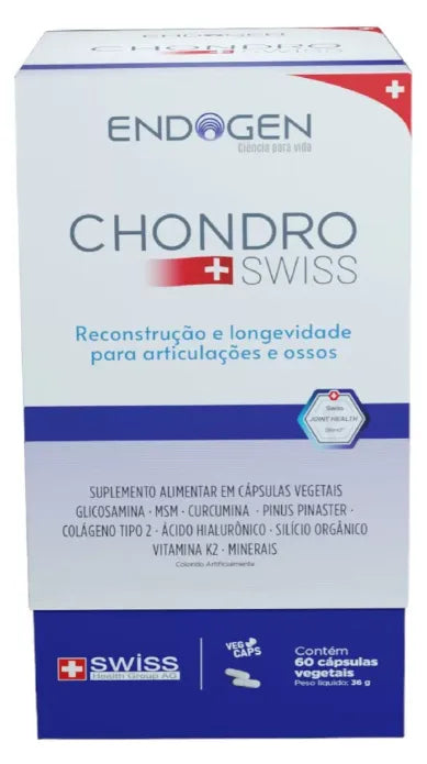 Chondro Swiss Endogen – Cúrcuma, Colágeno Tipo II, MSM e Vitaminas para Saúde Articular e Mobilidade 🦴💪🌿
