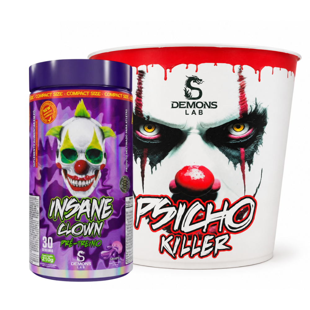 Pré Treino Demons Lab Insane Clown 210g + Balde Pipoca 2,5L