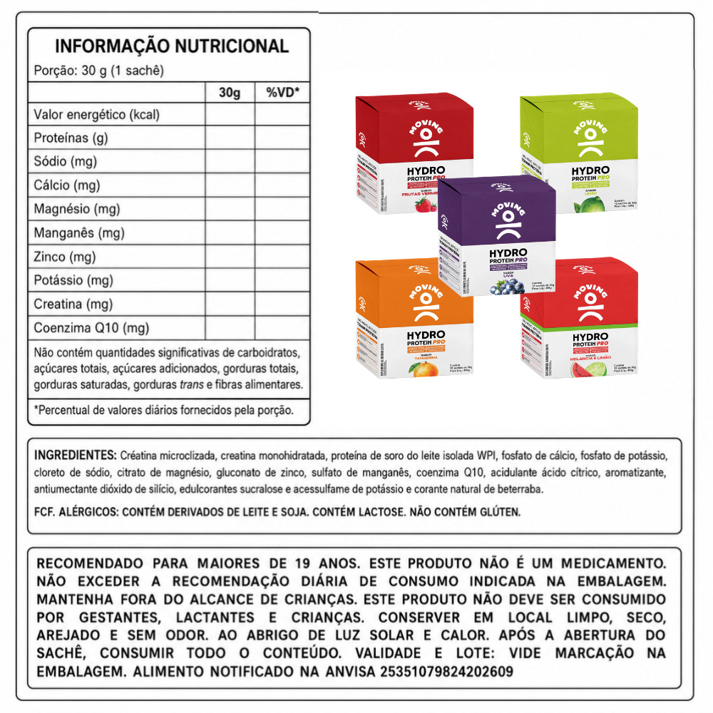 HYDRO PROTEIN DISPLAY C/ 12 SACHES 30G - MOVING