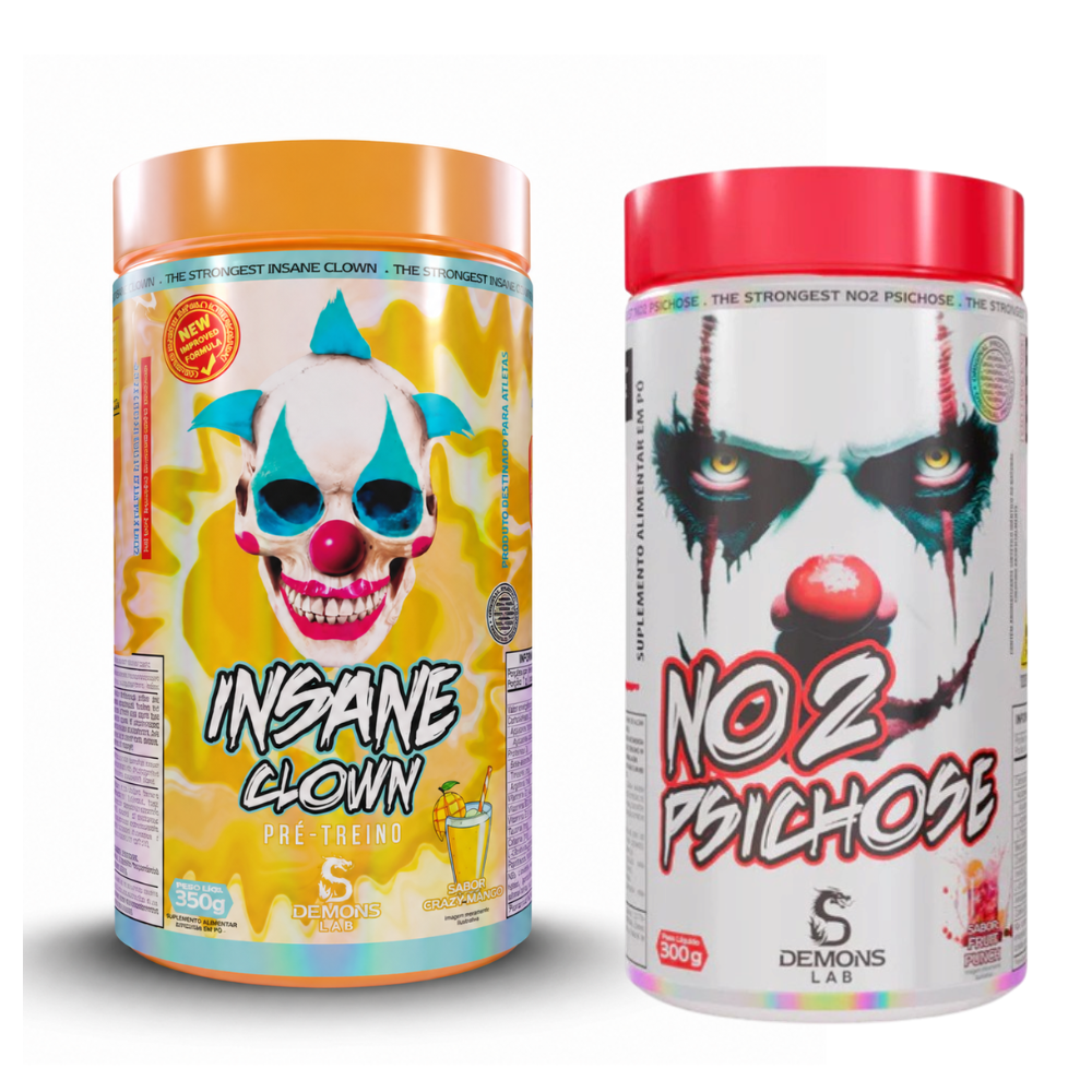 Kit Pré Treino Demons Lab Insane Clown 350g + NO2 Psichose 300g - HOTBODY