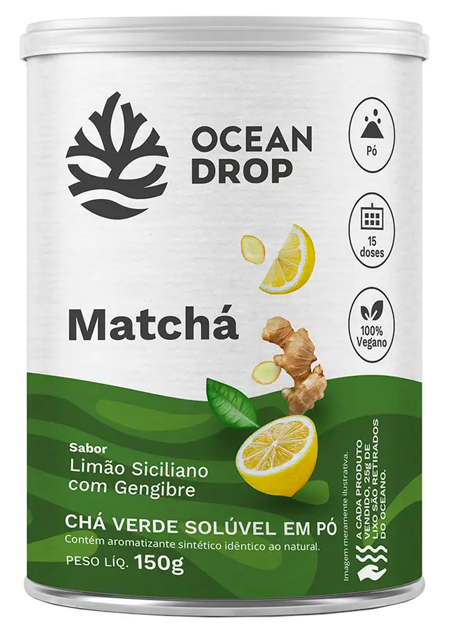 Matchá Gengibre e Limão Siciliano - Ocean Drop - HOTBODY