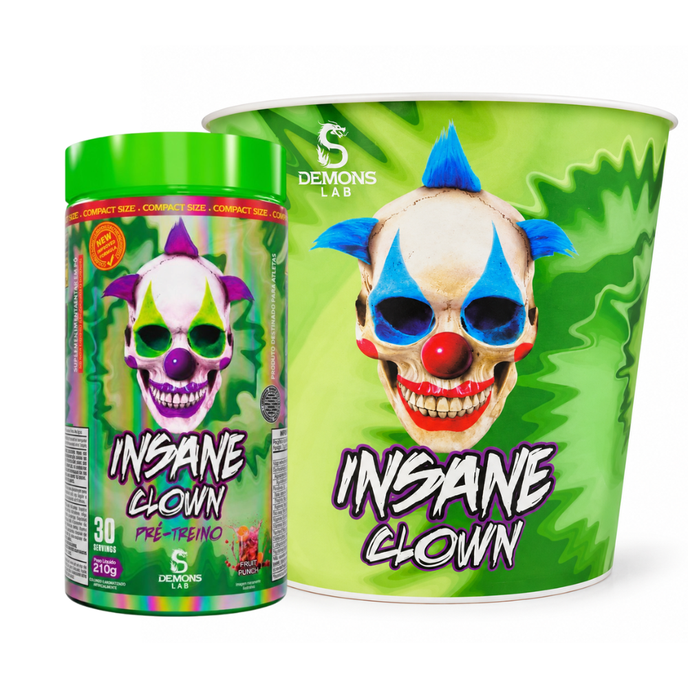Pré Treino Demons Lab Insane Clown 210g + Balde Pipoca 2,5L