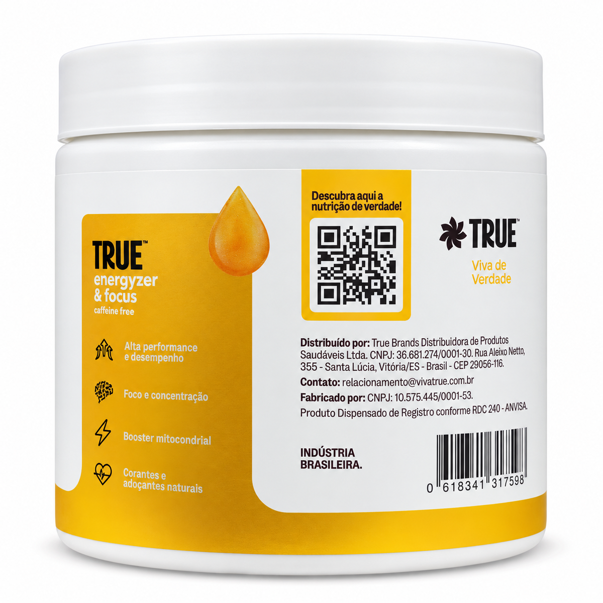 BEBIDA ENERGETICA ENERGYZER & FOCUS FRUTAS AMARELAS 450g - TRUE SOURCE