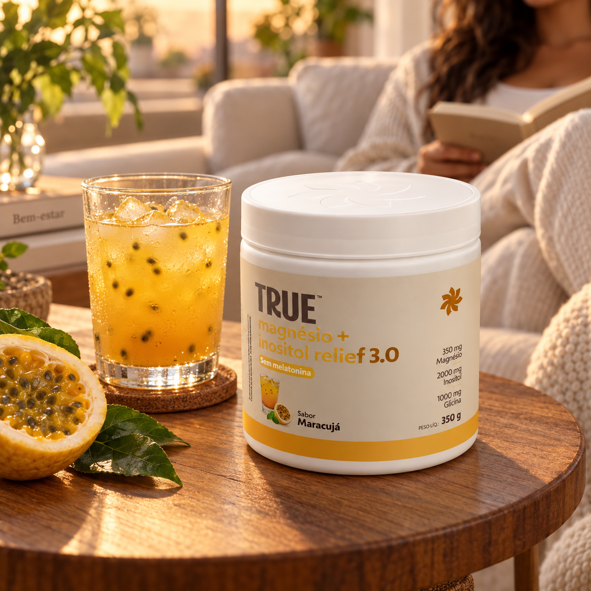MAGNÉSIO + INOSITOL RELIEF 3.0 - 350G MARACUJÁ SEM MELATONINA - TRUE SOURCE
