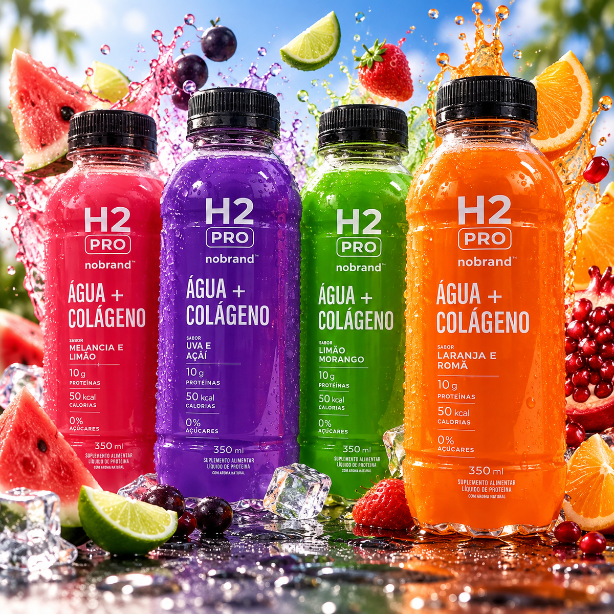KIT 6x - H2PRO ÁGUA + COLÁGENO 350ML - NOBRAND - HOTBODY