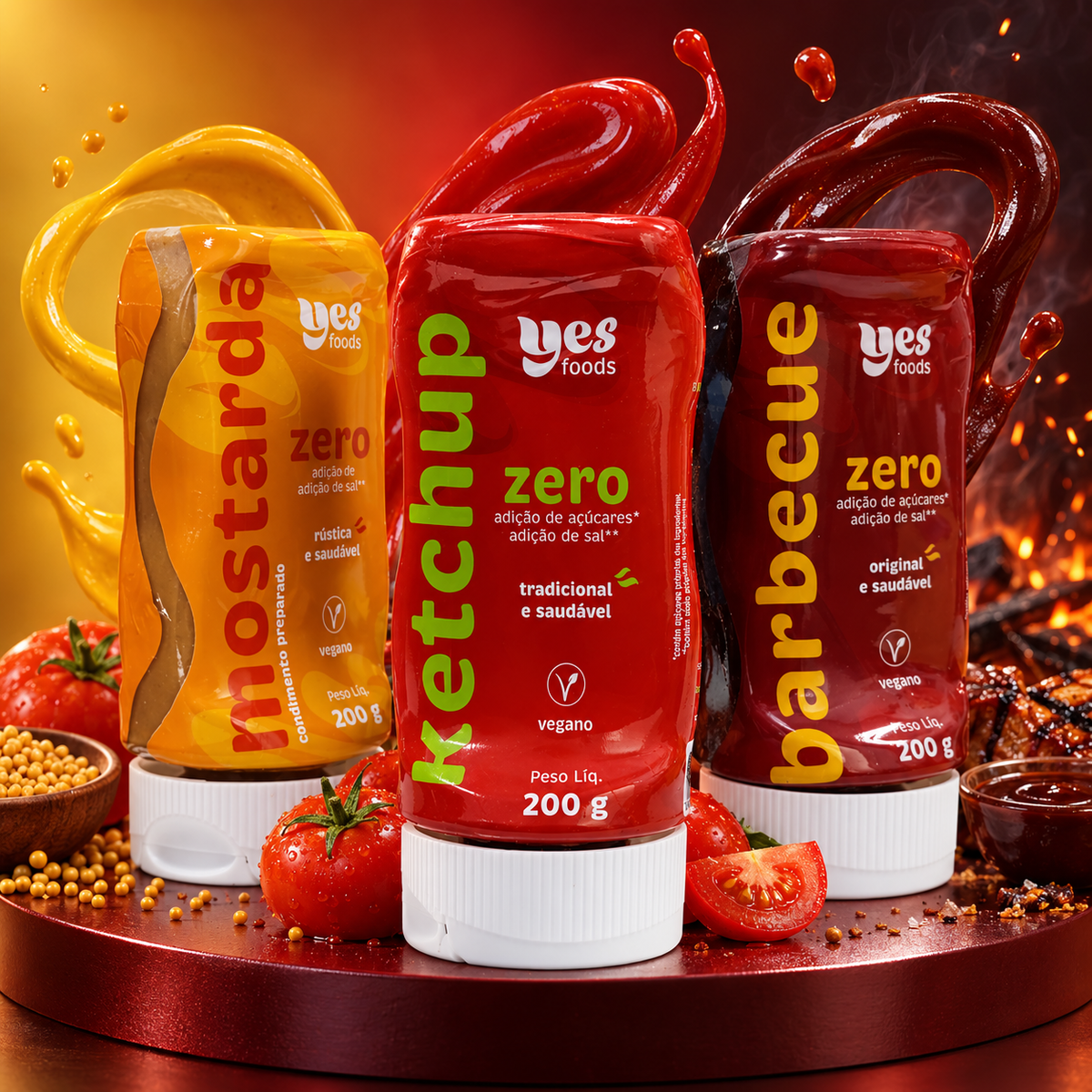 Kit- Ketchup + Mostarda + Barbecue 200g - Yes Foods