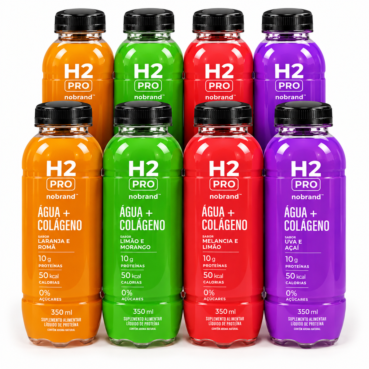 KIT 8X H2PRO ÁGUA + COLÁGENO SABOR MISTO 350ML - NOBRAND