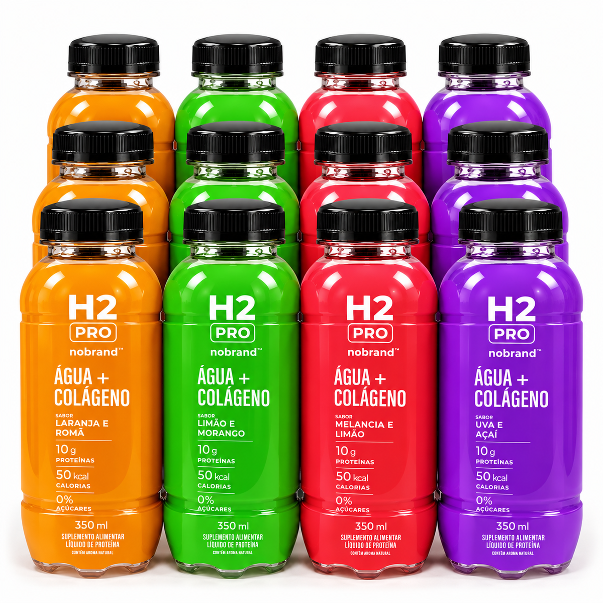KIT 12X H2PRO ÁGUA + COLÁGENO SABOR MISTO 350ML - NOBRAND