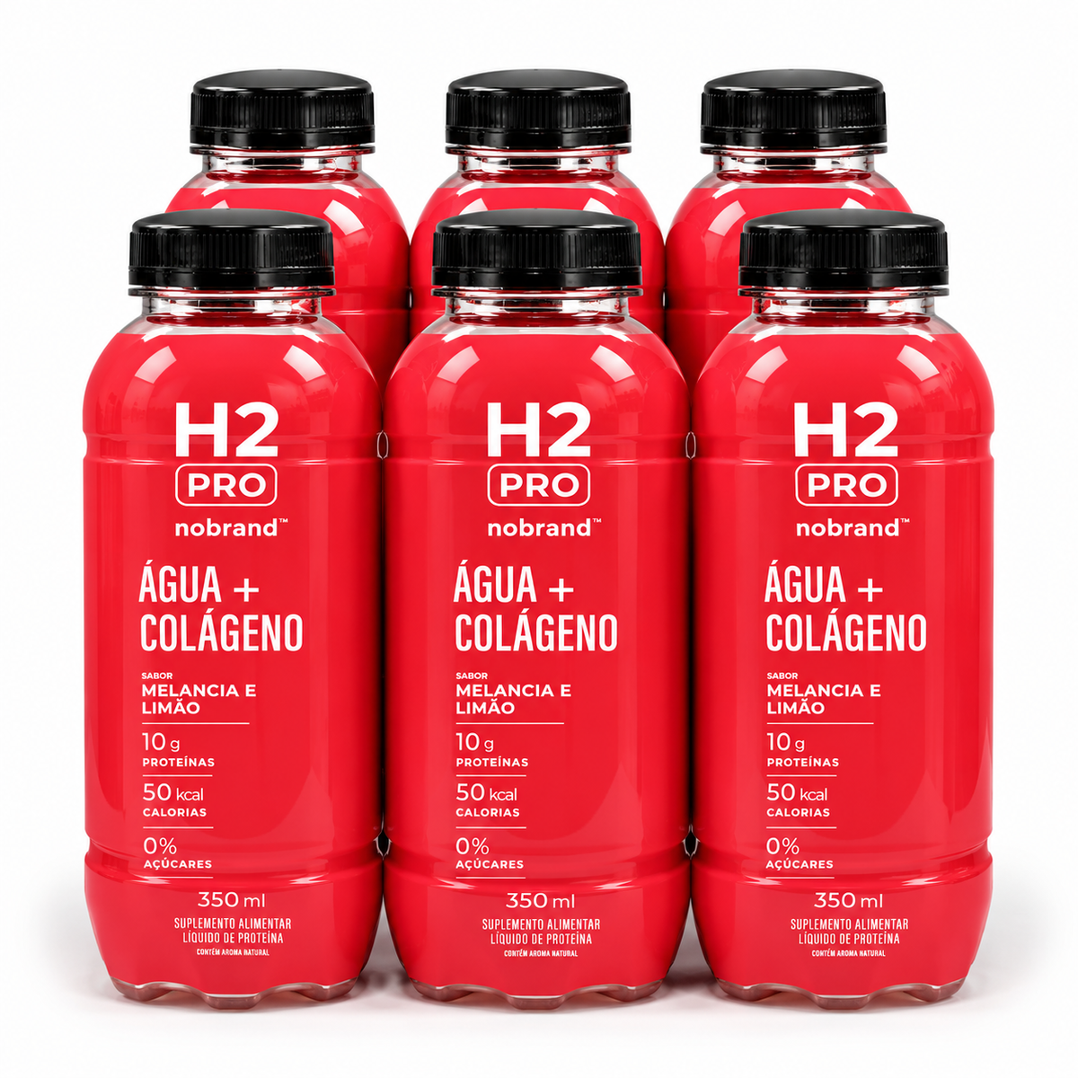 KIT 6x - H2PRO ÁGUA + COLÁGENO 350ML - NOBRAND - HOTBODY