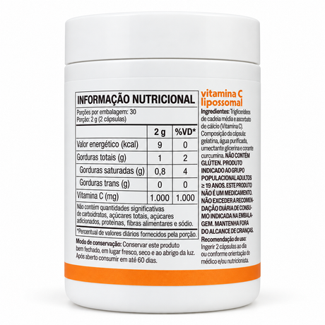 True Source - Vitamina C Lipossomal 60 Caps - HOTBODY