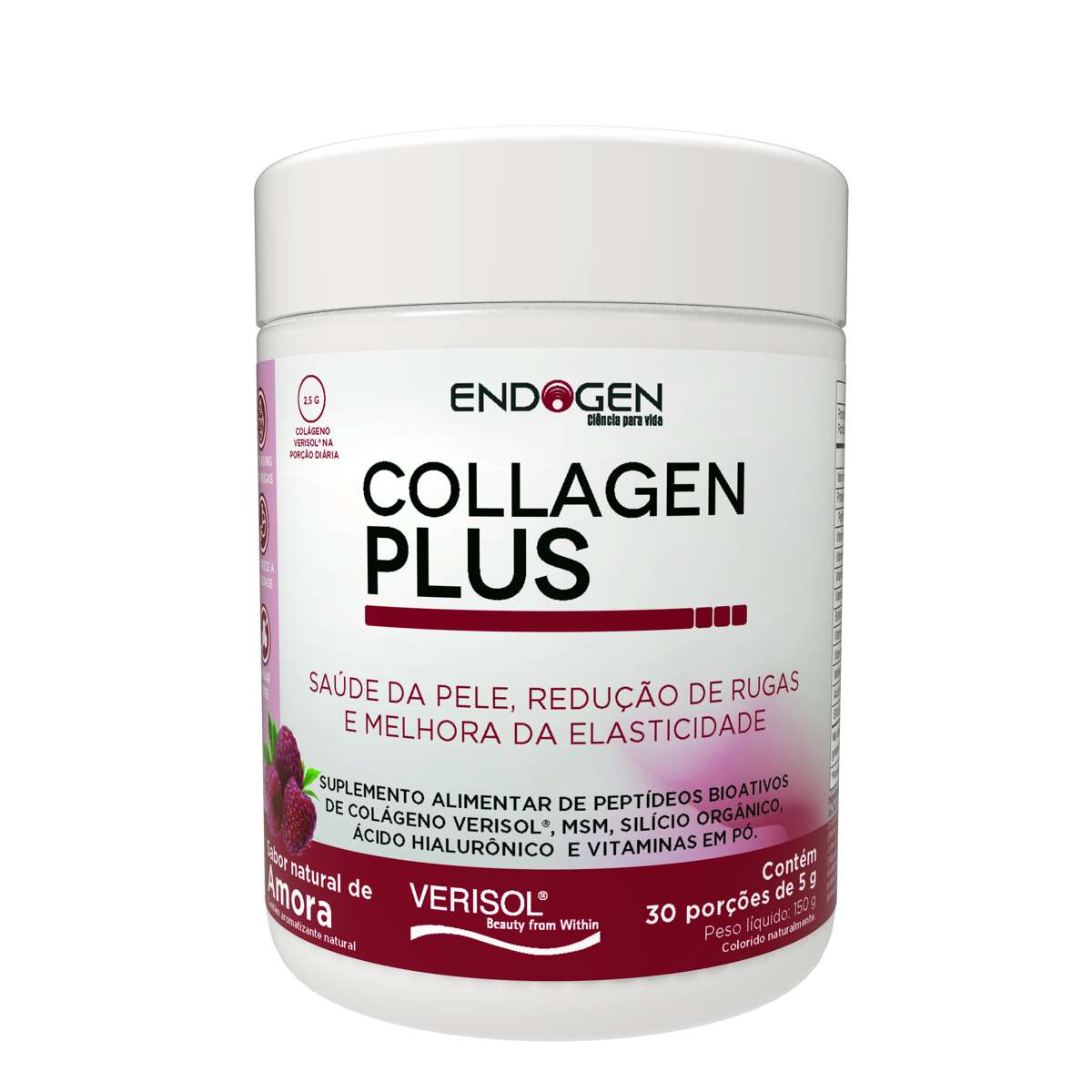 Collagen Plus Amora 150g Endogen – Colágeno Verisol®, Ácido Hialurônico e Vitaminas para Beleza da Pele e Saúde das Articulações 💜💆‍♀️🦴